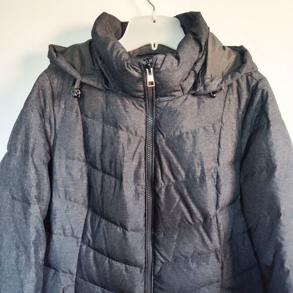 Lands End Puffer Coat Womens Long Medium Quilted Down Feathers Filled Hooded Zip - Picture 3 of 12